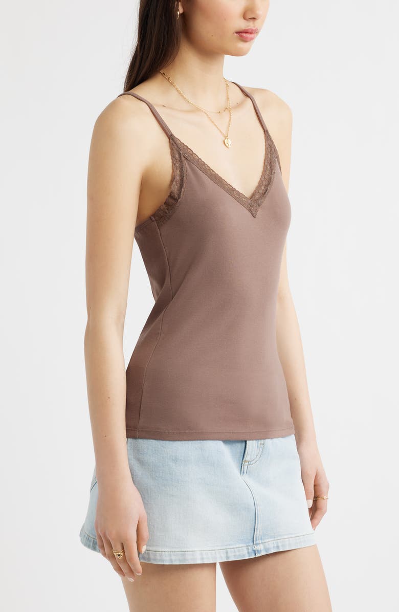 BP. Lace Trim V-Neck Camisole, Alternate, color, Brown Quartz