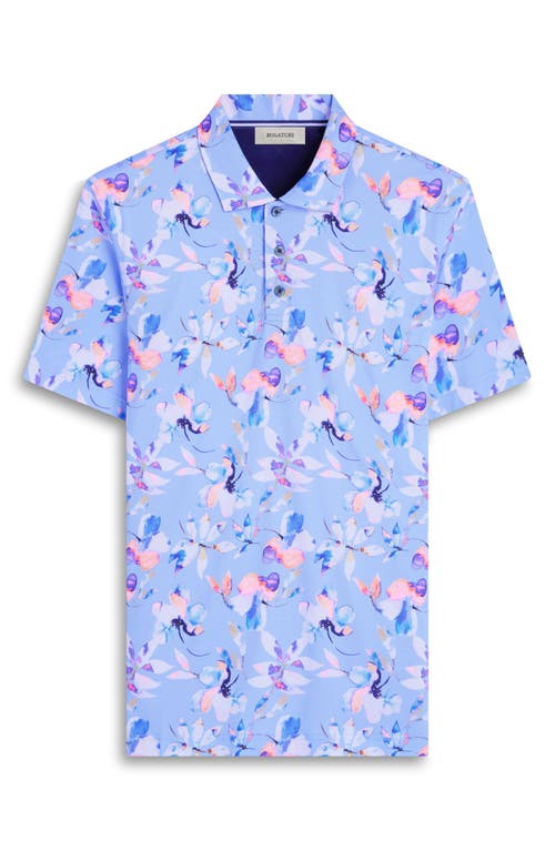 Bugatchi Hendrix Digital Floral Print Pima Cotton Polo In Air Blue