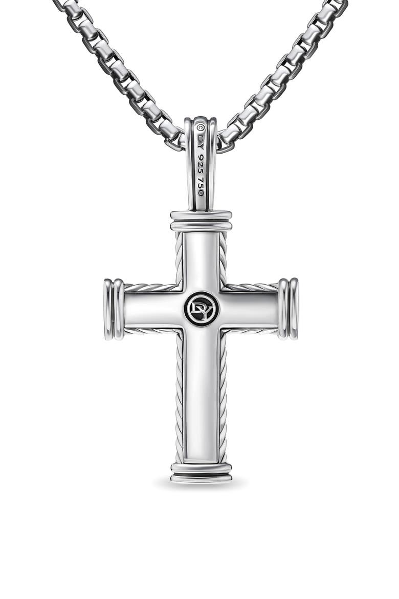 Men's Chevron Cross Pendant, 33.5mm, Alternate, color, STERLING SILVER AND 18K GOLD