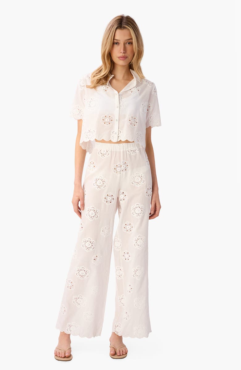 CAMI NYC Tiago Floral Embroidery Straight Leg Pants, Alternate, color, Macadamia