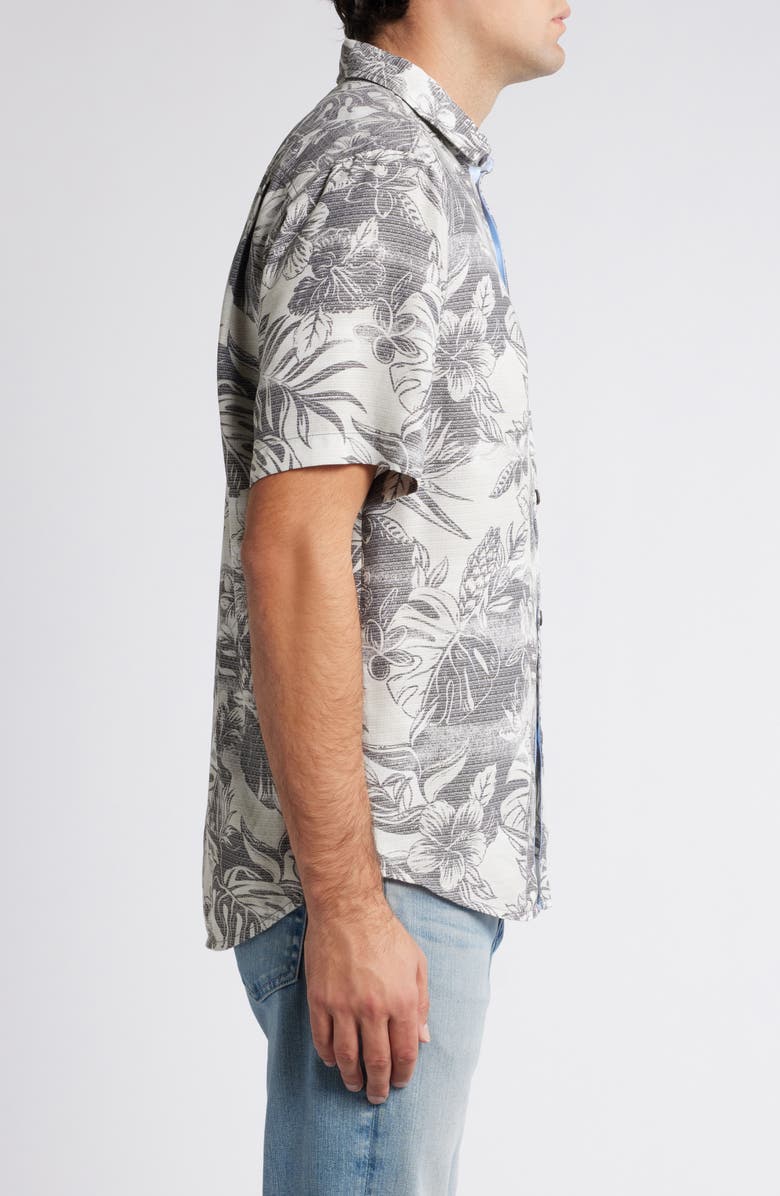 Tommy Bahama Coconut Point Ocean Escape Floral IslandZone<sup>®</sup> Short Sleeve Performance Button-Up Shirt, Alternate, color,