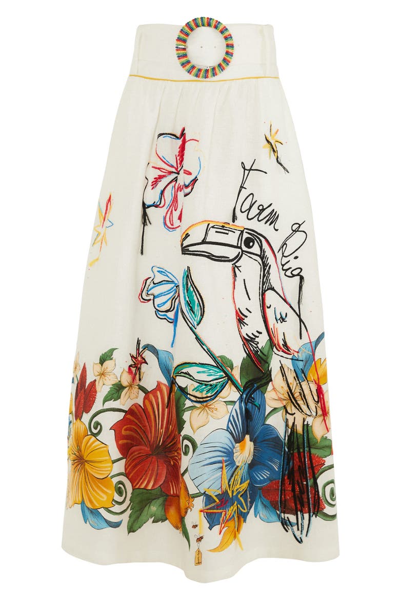 Beaded Floral Linen Maxi Skirt, Alternate, color, TROPI OFF-WHITE