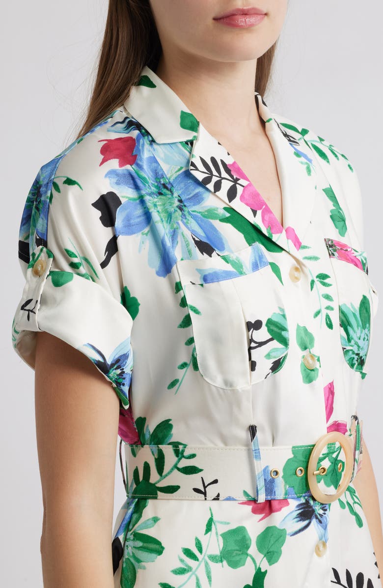 Tahari ASL Floral Midi Shirtdress, Alternate, color,