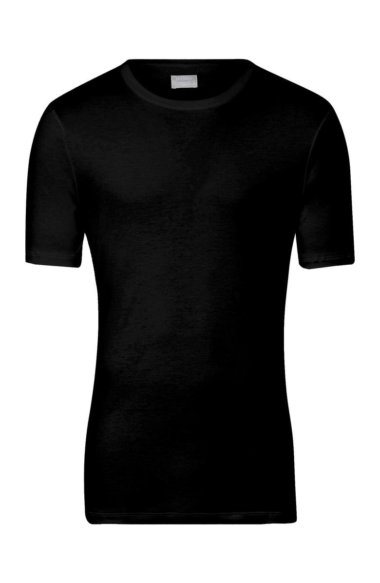 Hanro Sea Island Cotton Crew Neck T-shirt, Main, color, Black