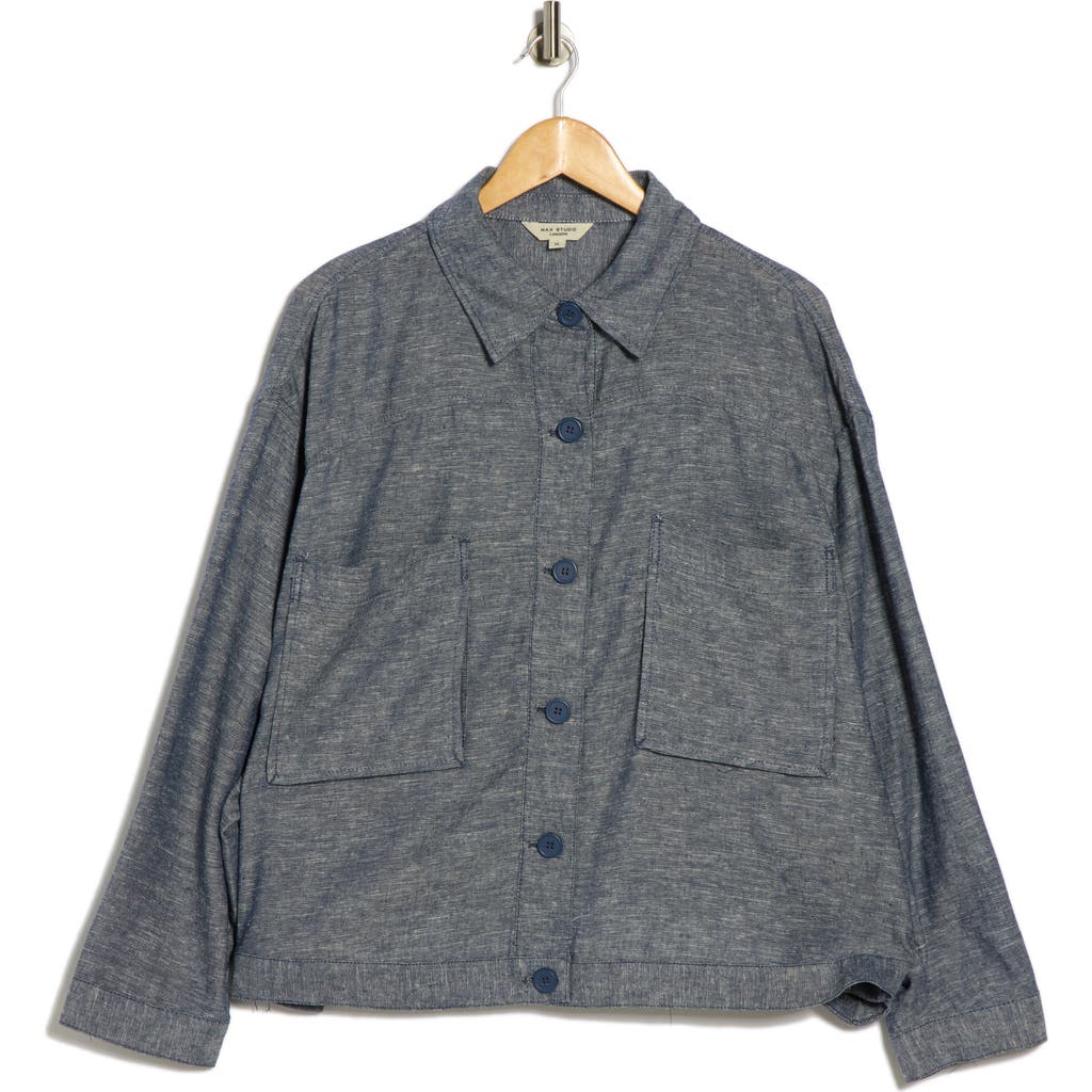 Max Studio Cropped Linen Blend Shirt Jacket