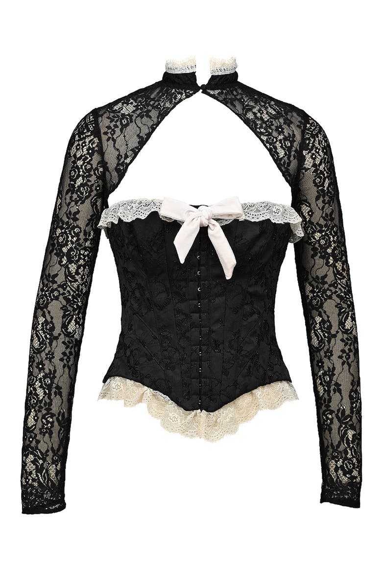 Perdita Corset Top & Bolero Set, Alternate, color, BLACK