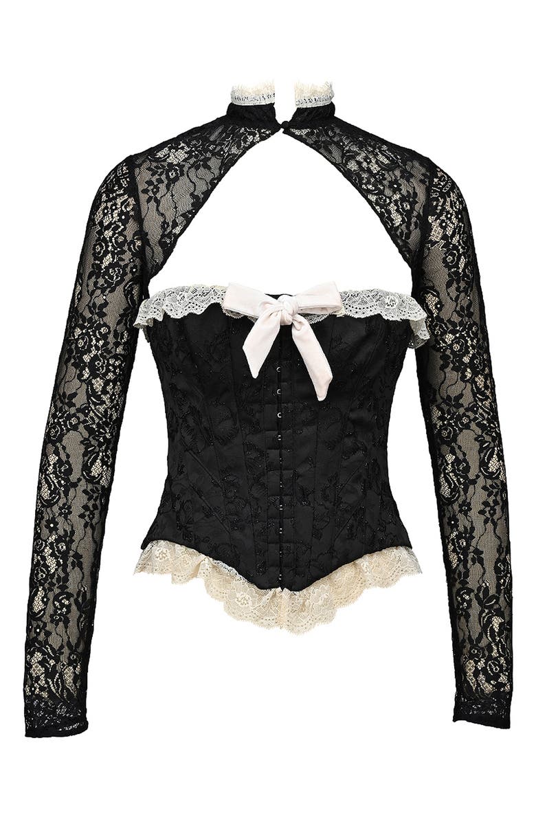 HOUSE OF CB Perdita Corset Top & Bolero Set, Alternate, color, Black