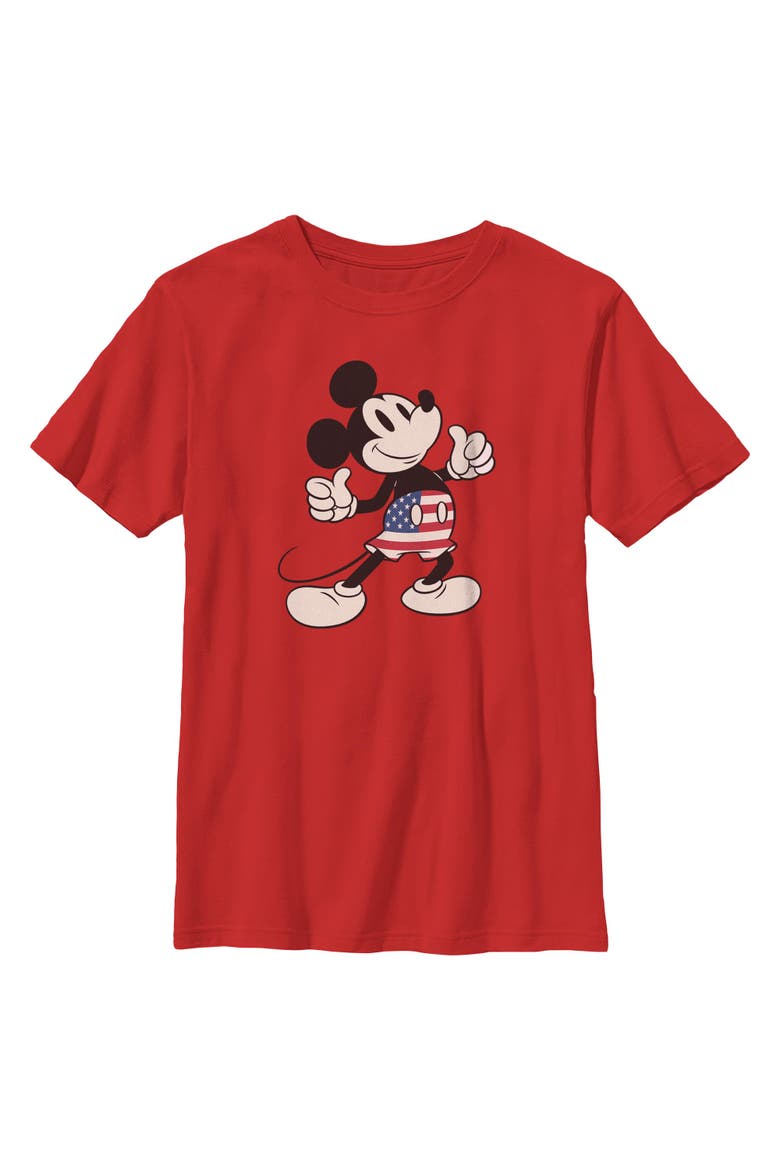 Boy's Mickey & Friends Patriotic Shorts Pose  Graphic T-Shirt, Main, color, Red