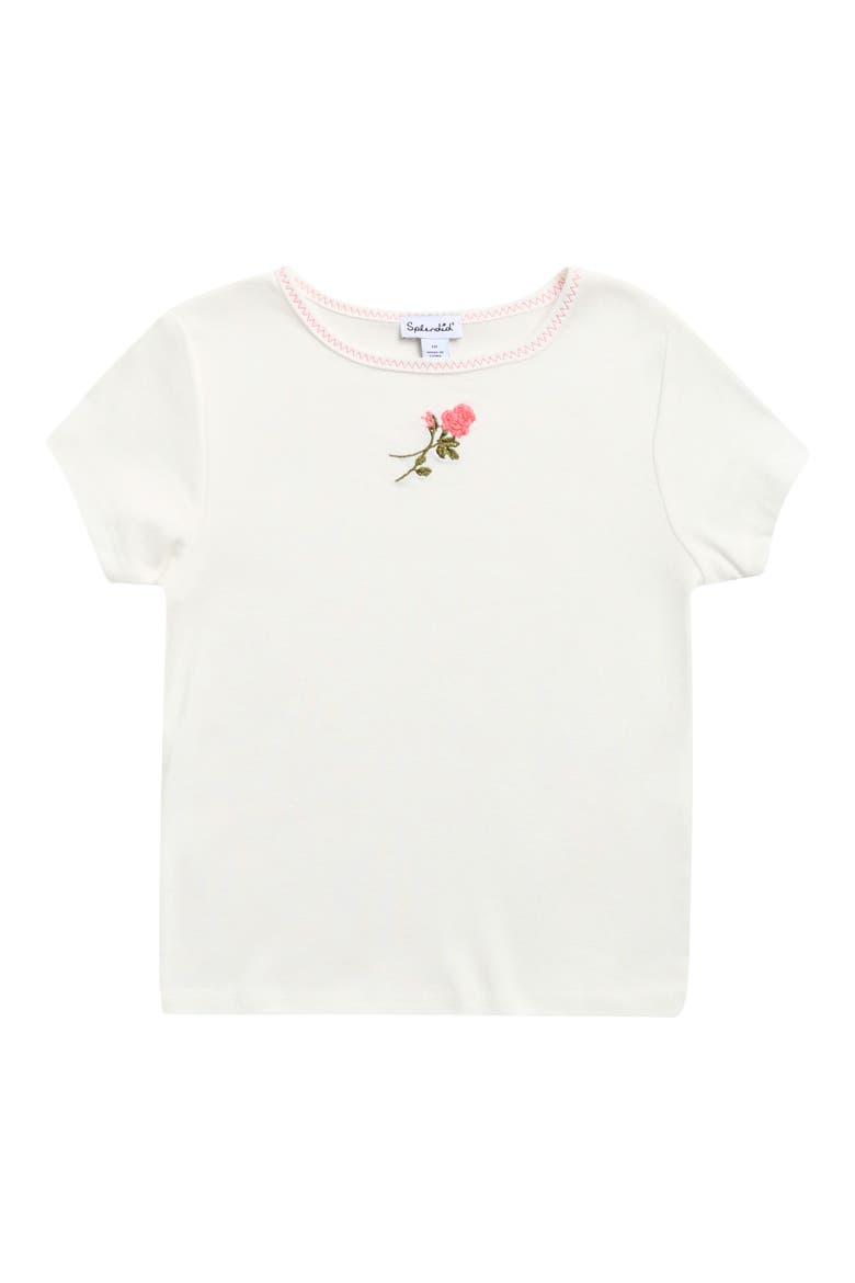 Kids' Camellia Rose Embroidered Top, Main, color, JET STREAM