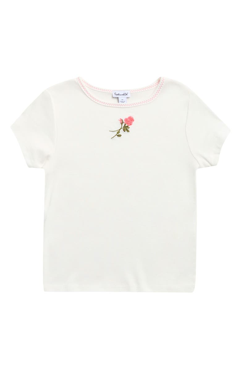 Splendid Kids' Camellia Rose Embroidered Top, Main, color, Jet Stream