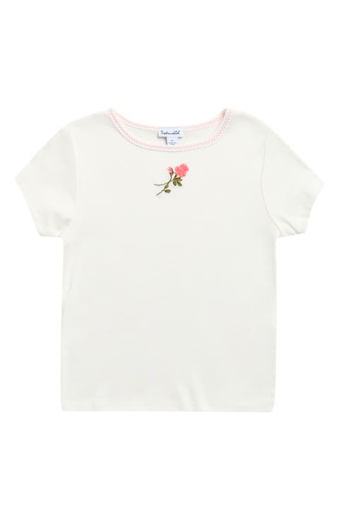 Kids' Camellia Rose Embroidered Top (Big Kid)