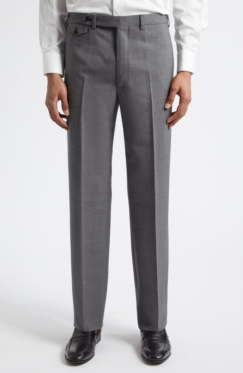 J. Mueser Waverly High Twist Virgin Wool Trousers, Main, color, Light Grey
