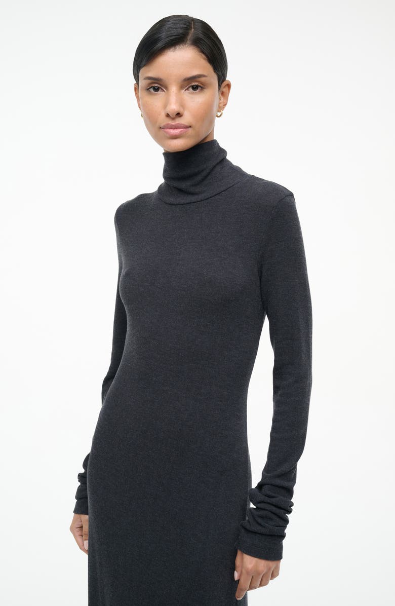 STAUD Vanya Long Sleeve Sweater Dress, Alternate, color, Charcoal