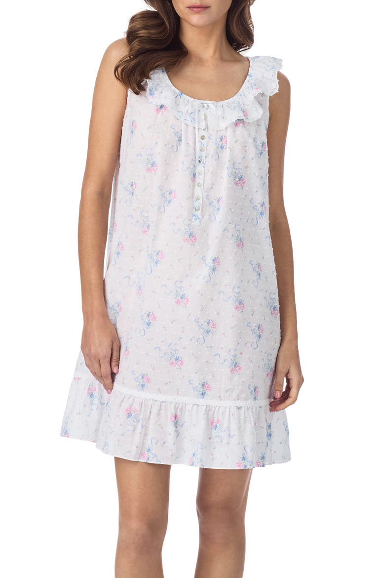 Swiss Dot Cotton Chemise Nightgown, Main, color, PINK BOUQUET