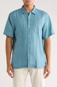 Tommy Bahama Sea Glass Short Sleeve Button-Up Linen Camp Shirt