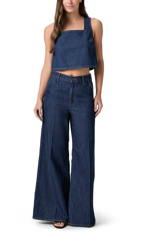 Paige Aelita Sleeveless Square-neck Eyelet Cropped Top In Blue