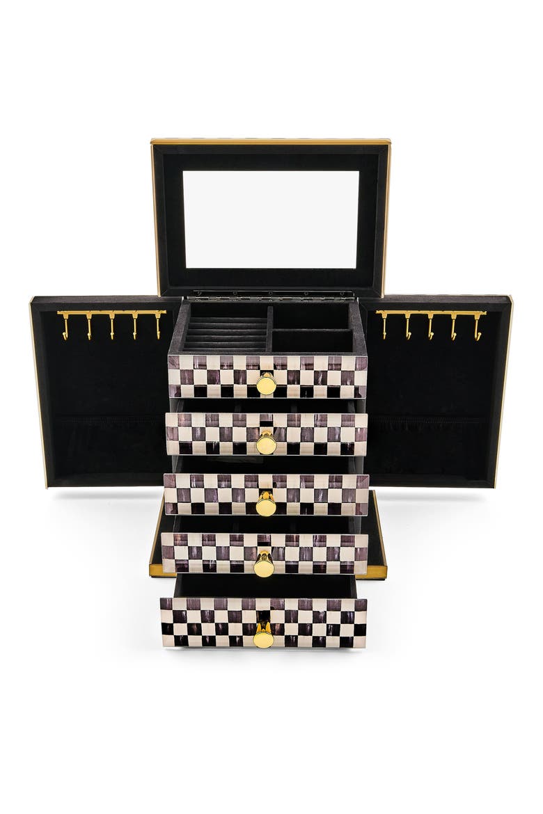 Courtly Check Jewelry Armoire, Alternate, color, BLACK