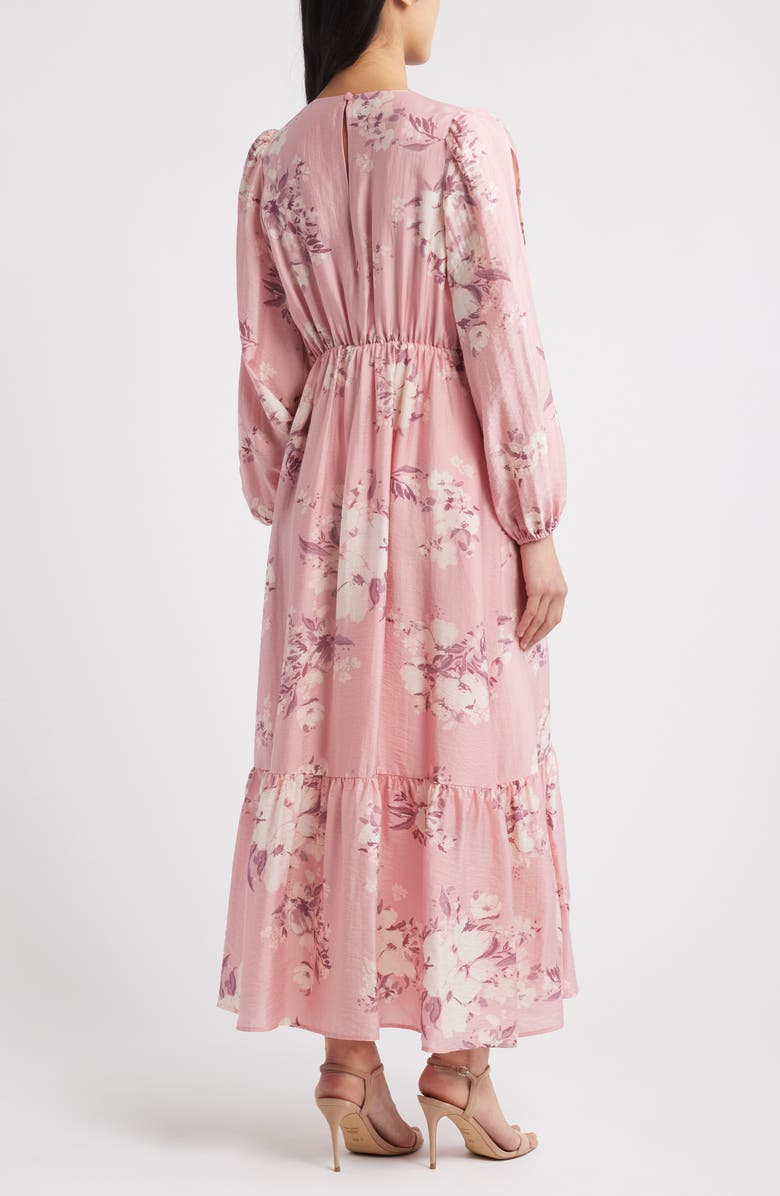 Chelsea28 Floral Long Sleeve Tie Front Maxi Dress, Alternate, color, Pink Purple Sydney Floral