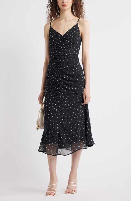 Chelsea28 Gathered V-Neck Midi Dress