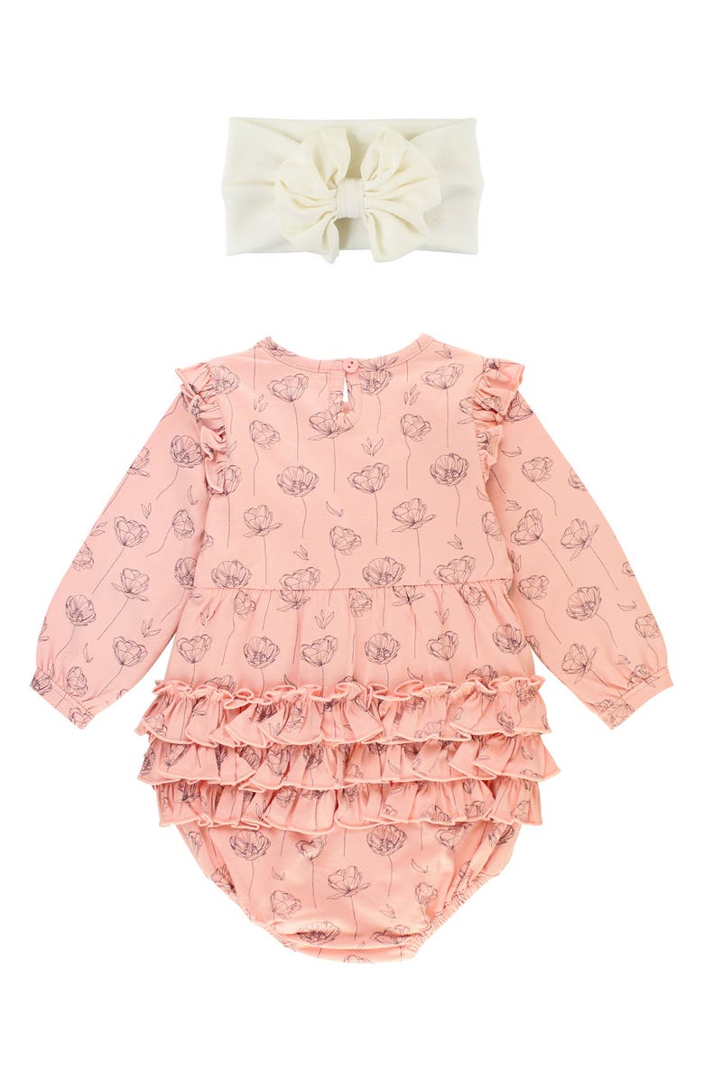 RuffleButts Floral Ruffle Romper & Headband Set, Alternate, color, 