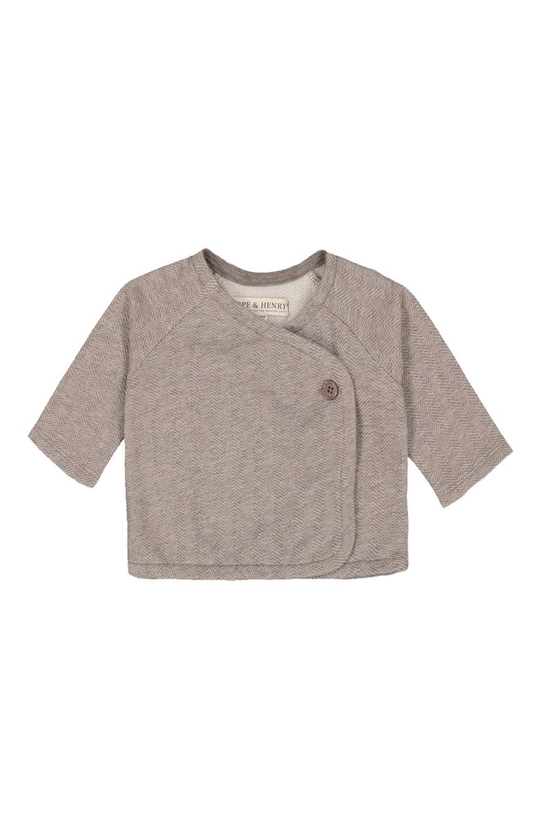 Hope & Henry Baby Fleece Kimono Top, Legging, and Bonnet Set, Infant, Alternate, color, Brown