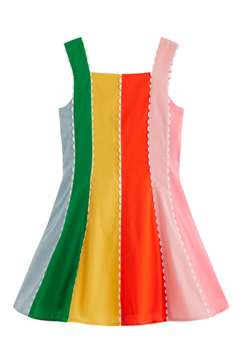 Kids' Scalloped Trim Cotton Fit & Flare Dress, Main, color, MULTI RAINBOW