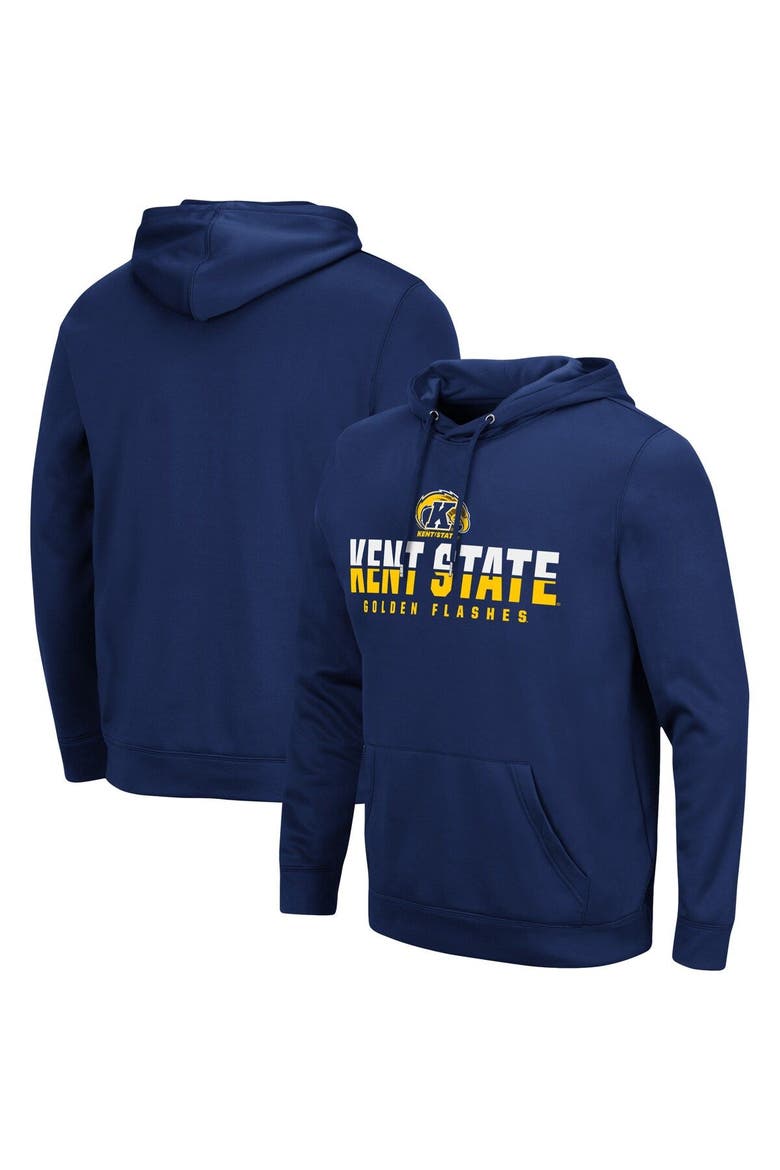 Men's Colosseum Navy Kent State Golden Flashes Lantern Pullover Hoodie, Main, color, Navy