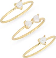NORDSTROM RACK Demi-Fine 3-Pack Faux Pearl Assorted Rings