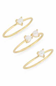 NORDSTROM RACK Demi-Fine 3-Pack Faux Pearl Assorted Rings