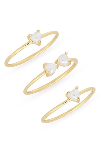 Nordstrom Rack Demi-fine 3-pack Faux Pearl Assorted Rings In Gold