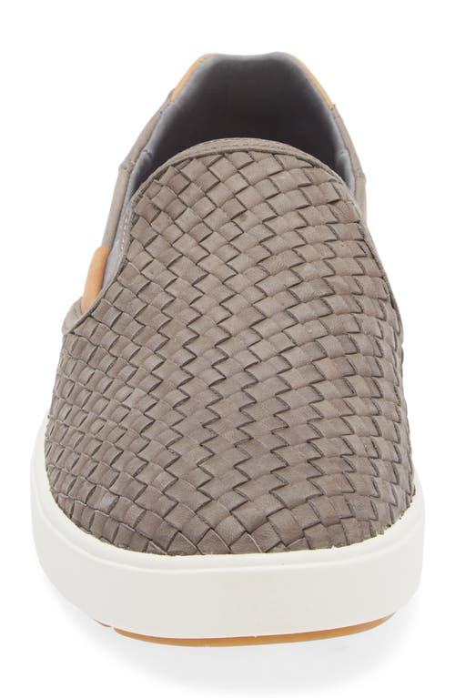 Olukai Lae'ahi Lauhala Woven Leather Shoe In Gray