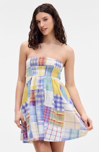Aurora Patch Smocked Minidress