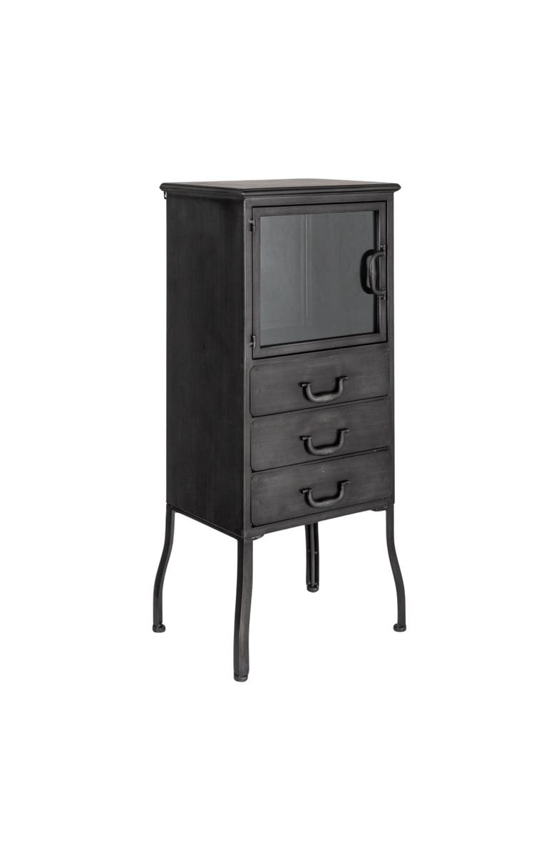 Storied Home Metal Storage Cabinet with 3 Drawers, Antique Black, Main, color, 