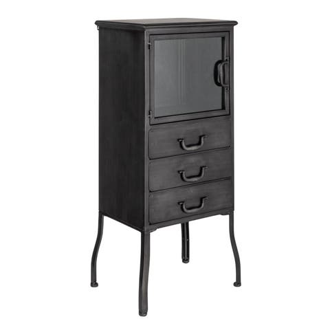 Metal Storage Cabinet with 3 Drawers, Antique Black
