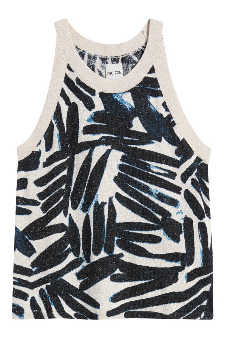 Palm Print Sweater Tank, Alternate, color, INDIGO MULTI