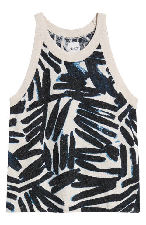 Palm Print Sweater Tank