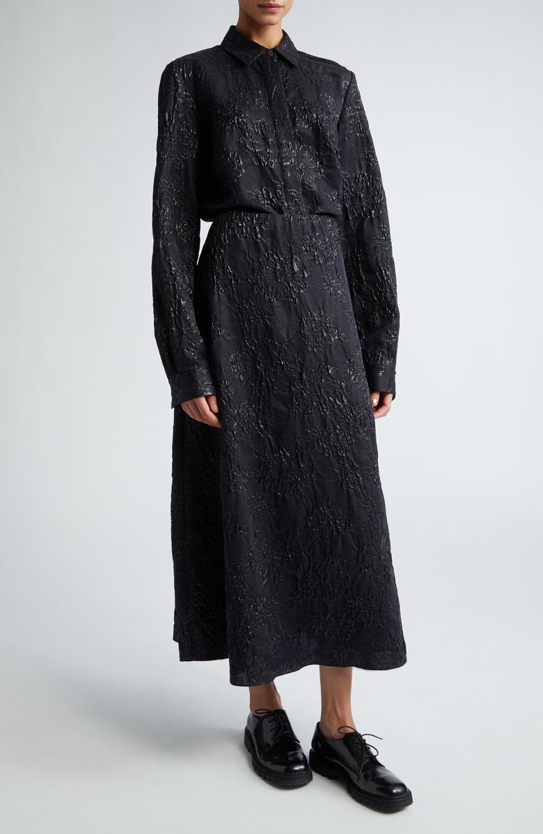 PARTOW Jada Floral Textured Silk Blend Button-Up Shirt, Alternate, color, 