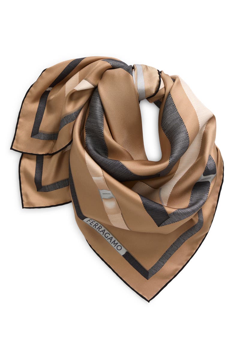 FERRAGAMO Varelle Trompe l'Oeil Silk Foulard Scarf, Alternate, color,