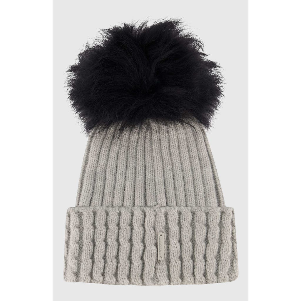 Gorski Knit Hat With Pompom In Gray