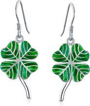 BLING JEWELRY Green Shamrock Lucky Four Earrings