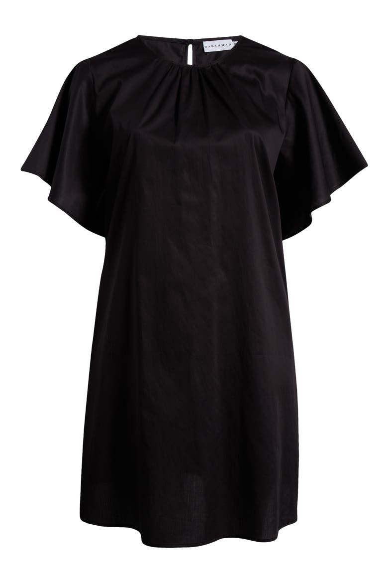 Agata Flutter Sleeve Cotton Dress, Alternate, color, BLACK