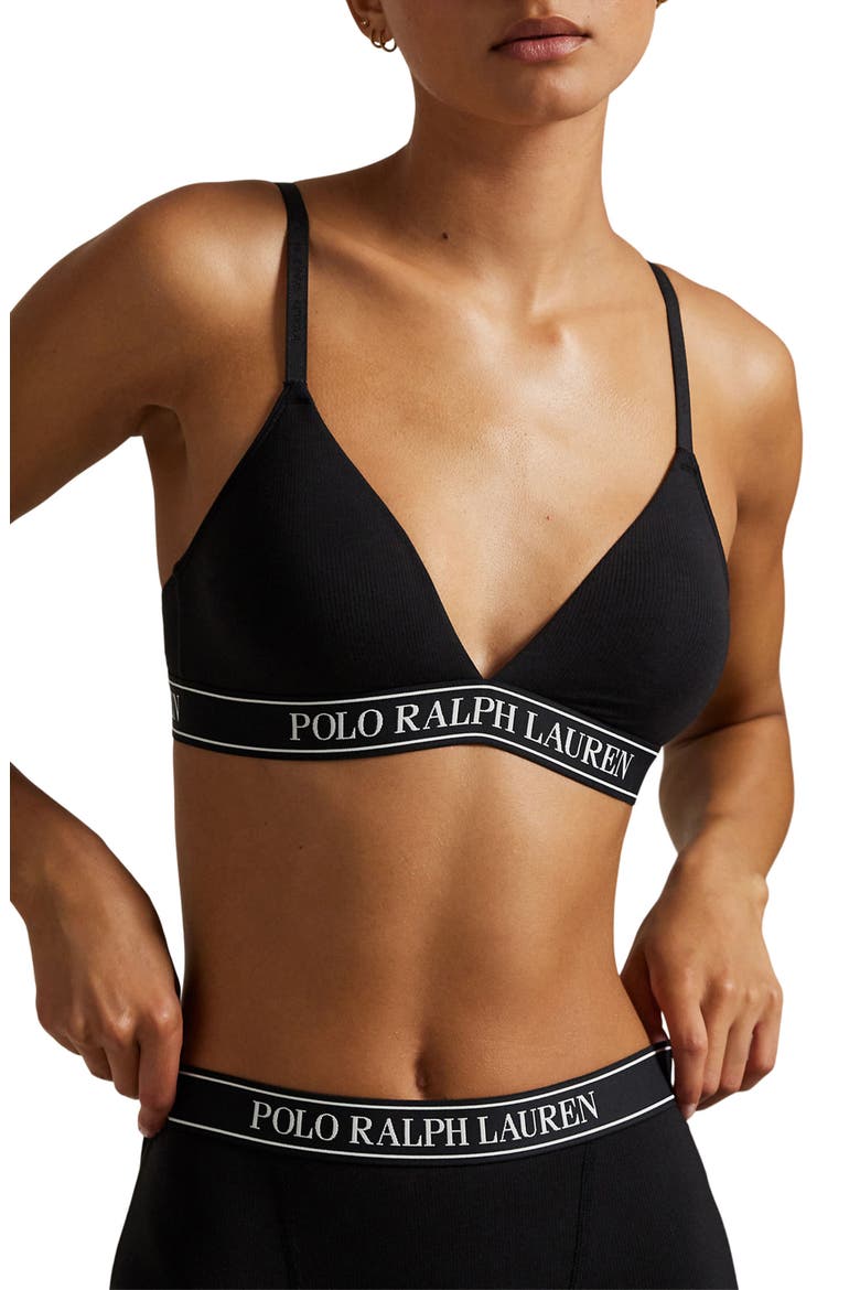 Logo Band Triangle Bralette, Main, color, ONYX