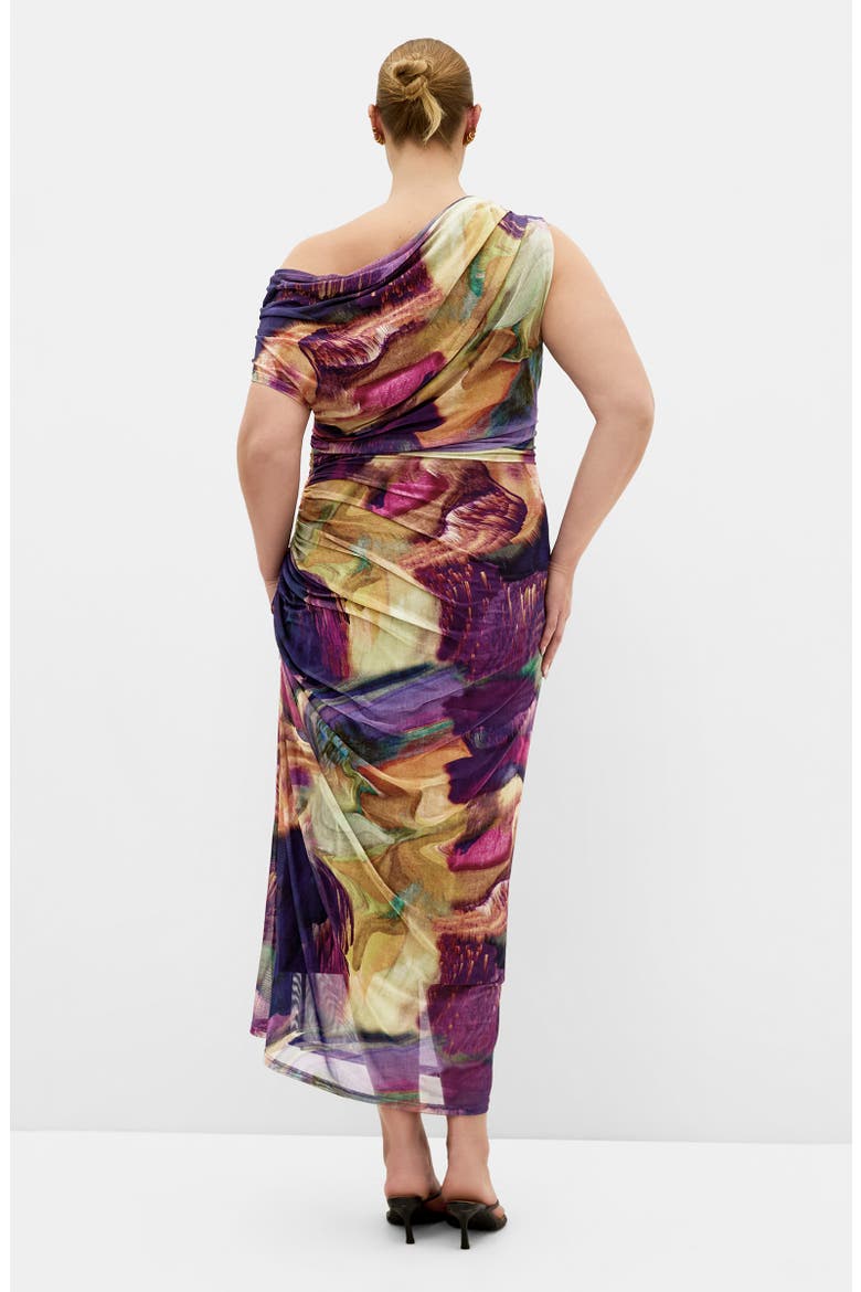 Abstract Floral One-Shoulder Mesh Dress, Alternate, color, MAJESTIC SWIRL