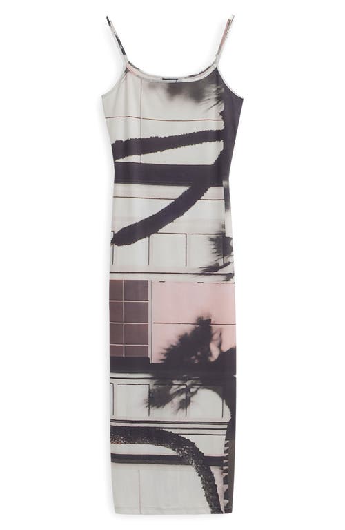 Desigual Fitted Midi Slipdress In Light Beige