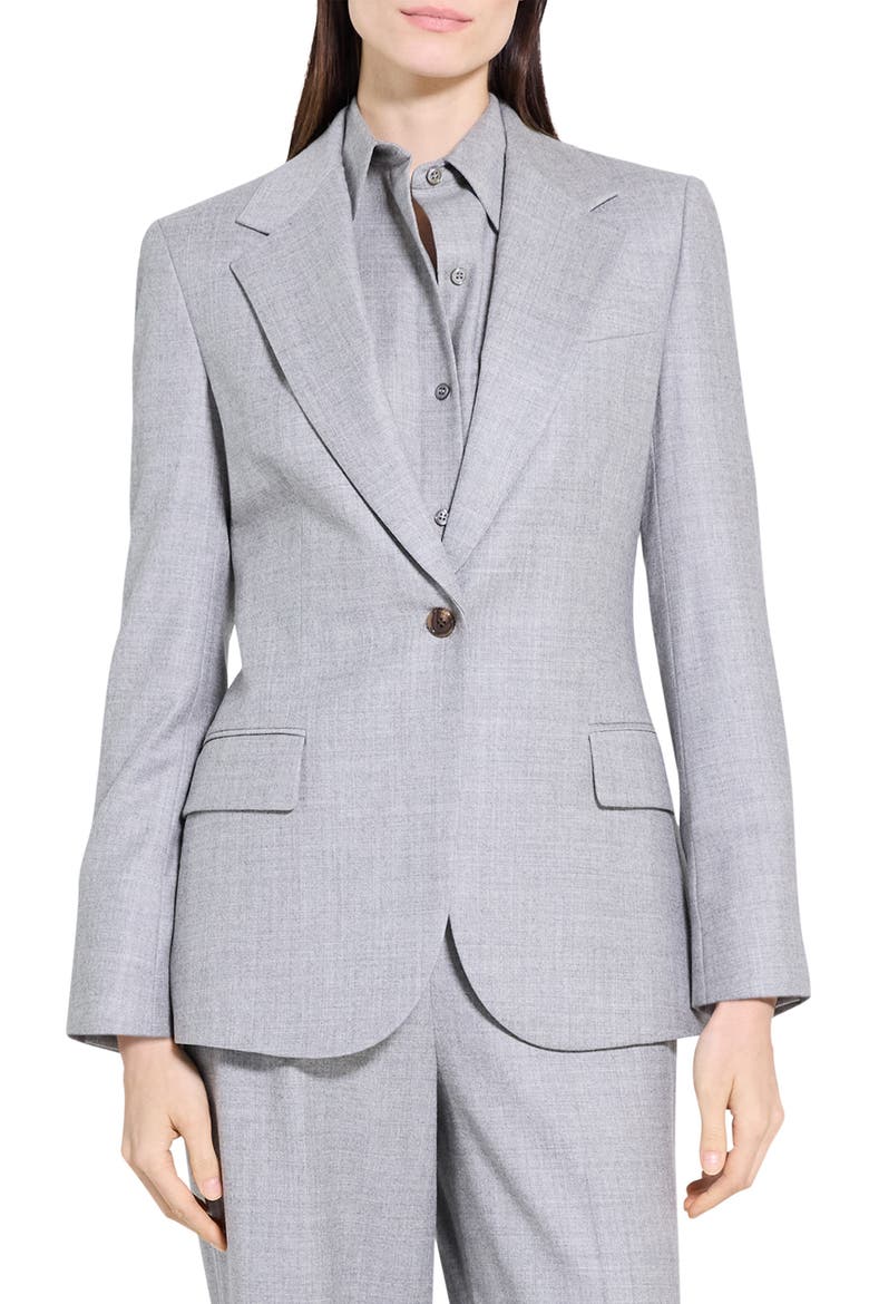 Lynnia Sleek Virgin Wool Blazer, Main, color, NEW LIGHT HEATHER