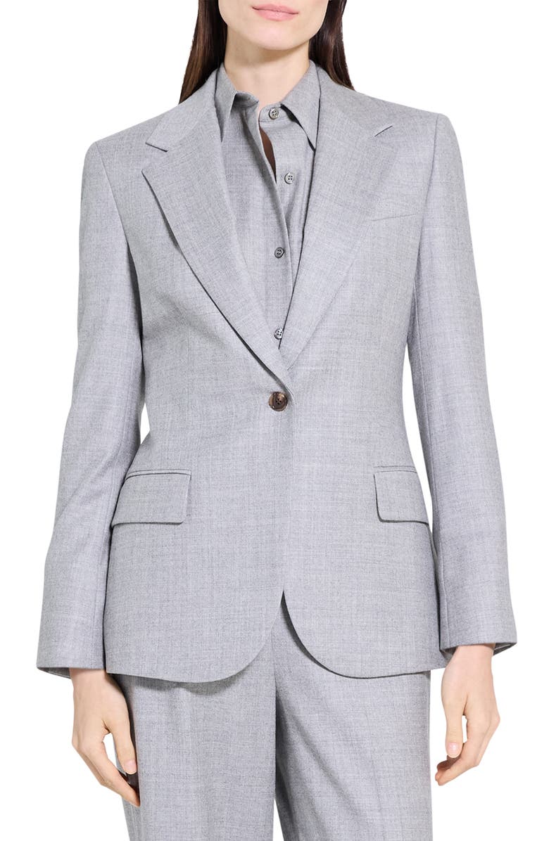 Theory Lynnia Sleek Virgin Wool Blazer, Main, color, New Light Heather
