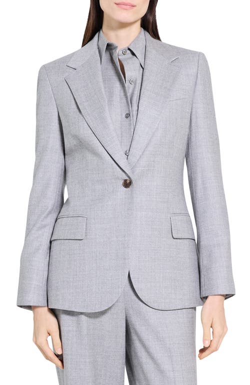 Theory Lynnia Sleek Virgin Wool Blazer In Gray