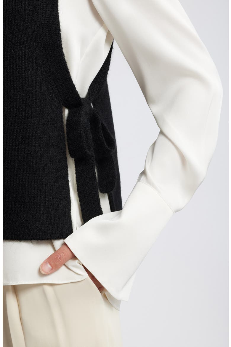 Wool & Mohair Side Tie Bib Vest, Alternate, color, BLACK DARK