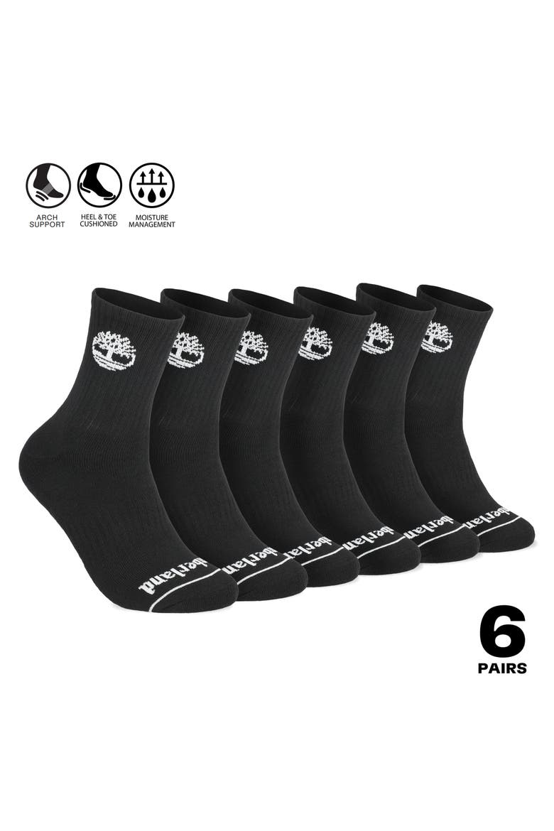 6-Pack Cushion High Quarter Length Socks, Alternate, color, BLACK