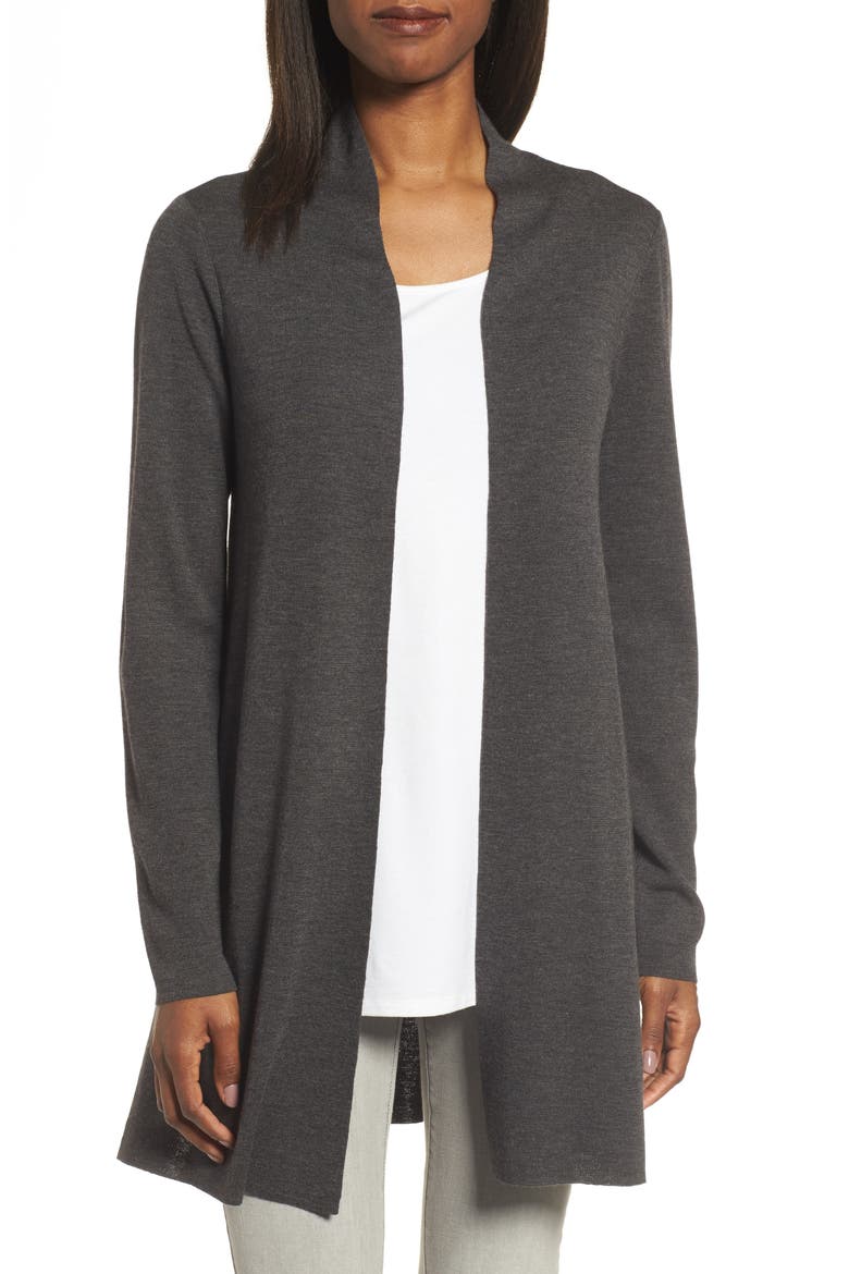 Merino Wool Long Cardigan, Main, color, BARK
